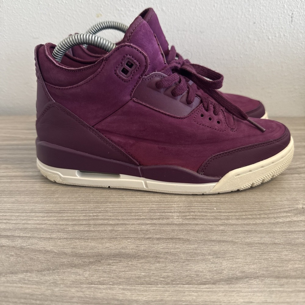 Jordan 3 Retro Bordeaux Purple Sail Suede Shoes AH7859-600 Women's Sz 8 Sneakers